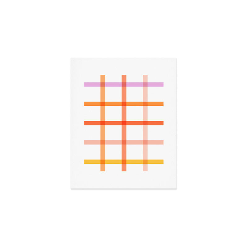 Retro Peachy Pink Summer Check Pattern Art Print Gallery Image 1