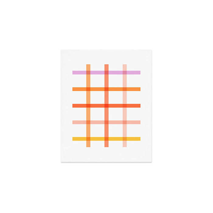 Retro Peachy Pink Summer Check Pattern Art Print Gallery Image 1