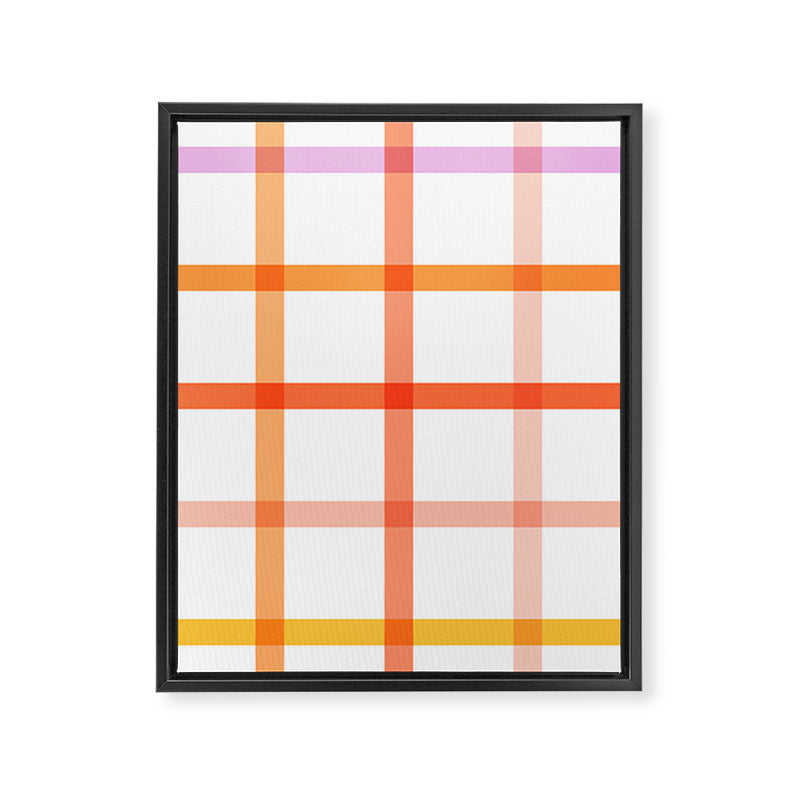 Retro Peachy Pink Summer Check Pattern Framed Canvas Print Gallery Image 8