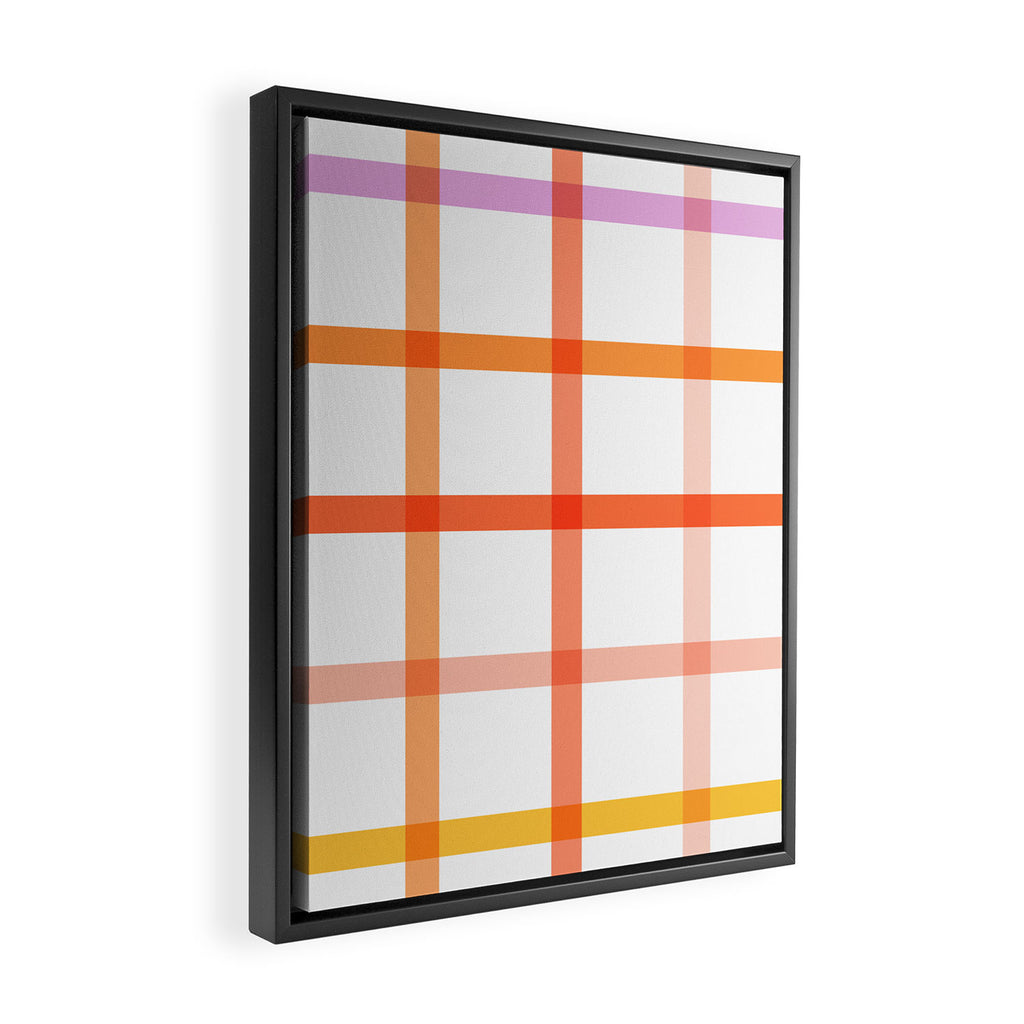 Retro Peachy Pink Summer Check Pattern Framed Canvas Print Gallery Image 2