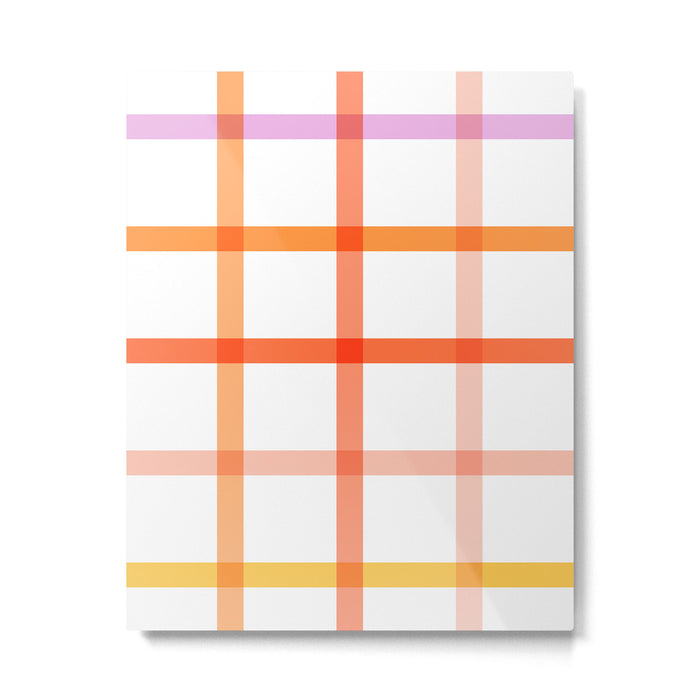 Retro Peachy Pink Summer Check Pattern Metal Print Gallery Image 1