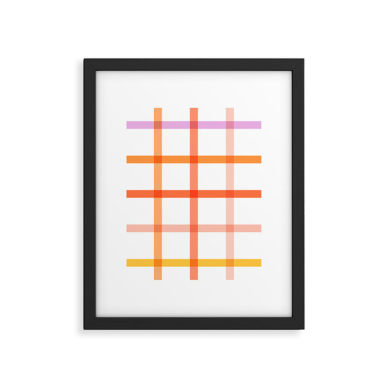 Retro Peachy Pink Summer Check Pattern Framed Art Print Gallery Image 6