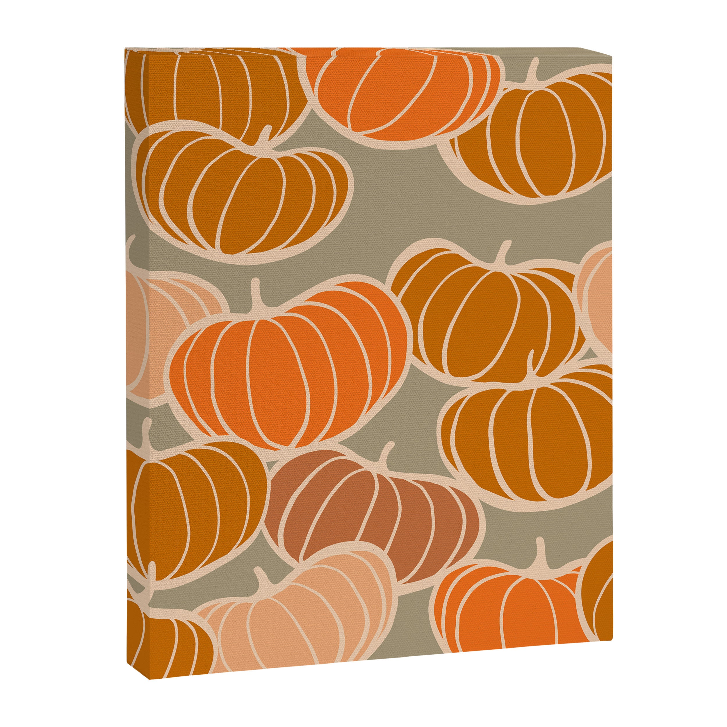 Retro Pumpkin cosy Fall Pattern  Canvas Print Gallery Image 6