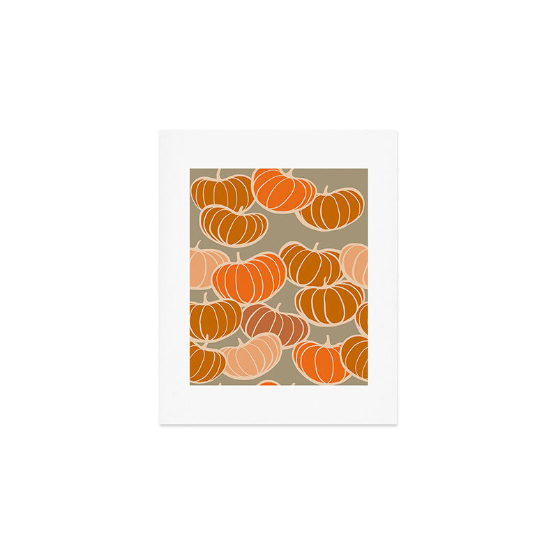 Retro Pumpkin cosy Fall Pattern  Art Print Gallery Image 1