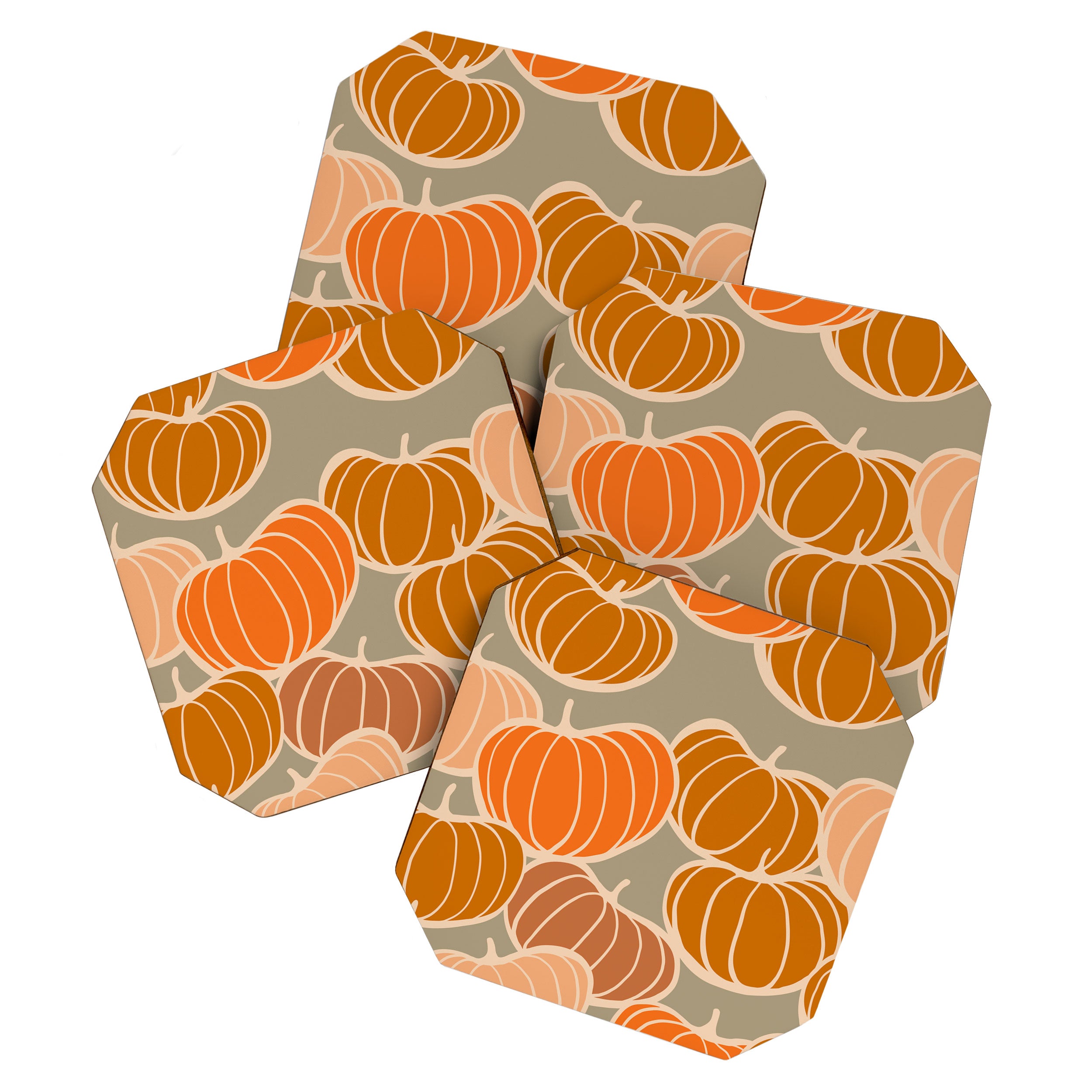 Retro Pumpkin cosy Fall Pattern  Coaster Gallery Image 1
