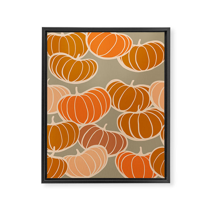 Retro Pumpkin cosy Fall Pattern  Framed Canvas Print Gallery Image 1