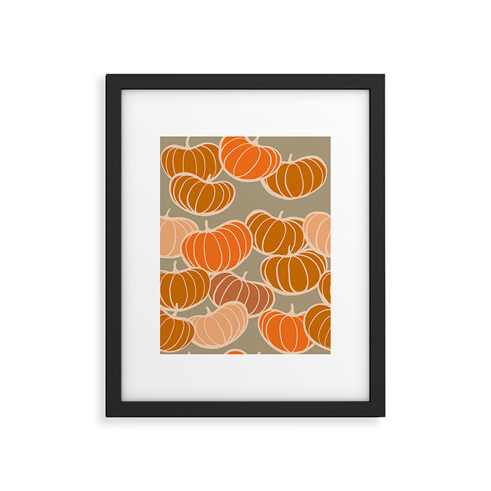 Retro Pumpkin cosy Fall Pattern  Framed Art Print Gallery Image 1