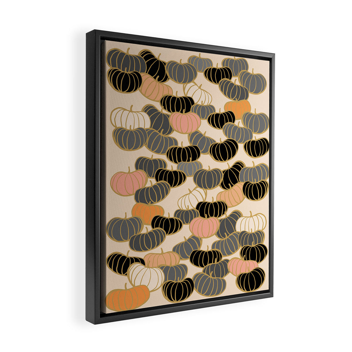 Retro Pumpkin Pattern 1 Framed Canvas Print Gallery Image 2