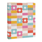 Retro Rainbow floral check pattern Canvas Print Gallery Image 8