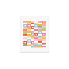 Retro Rainbow floral check pattern Art Print Gallery Image 1