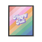 Retro Rainbow Happy full Typography Framed Canvas Print Gallery Image 8