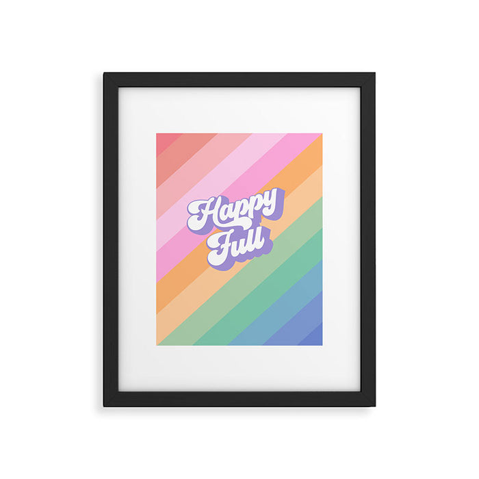 Retro Rainbow Happy full Typography Framed Art Print Gallery Image 1