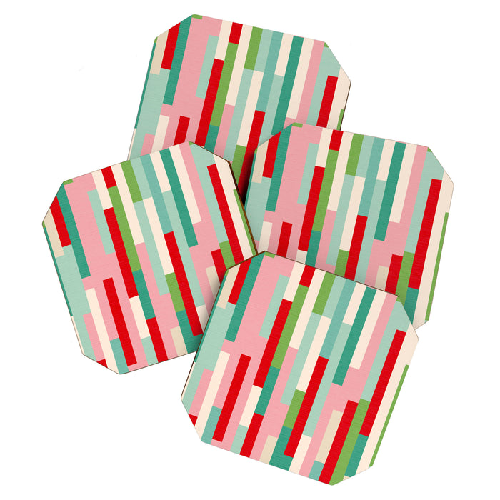 Retro Stripe Pattern - red, green, blue Coaster Gallery Image 1