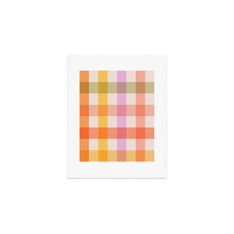 Retro Summer Pastel Gingham Art Print Gallery Image 1