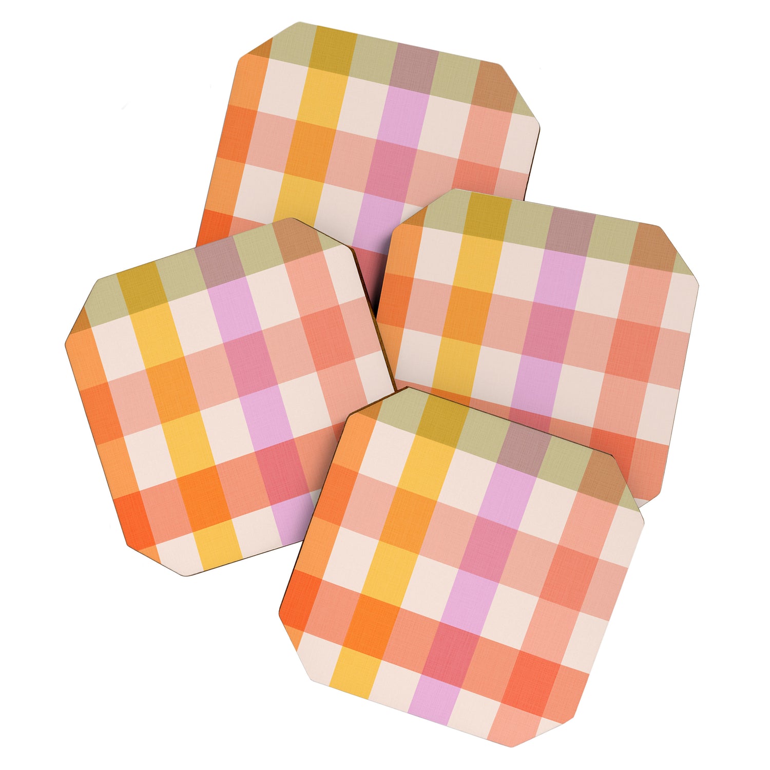 Retro Summer Pastel Gingham Coaster Gallery Image 1
