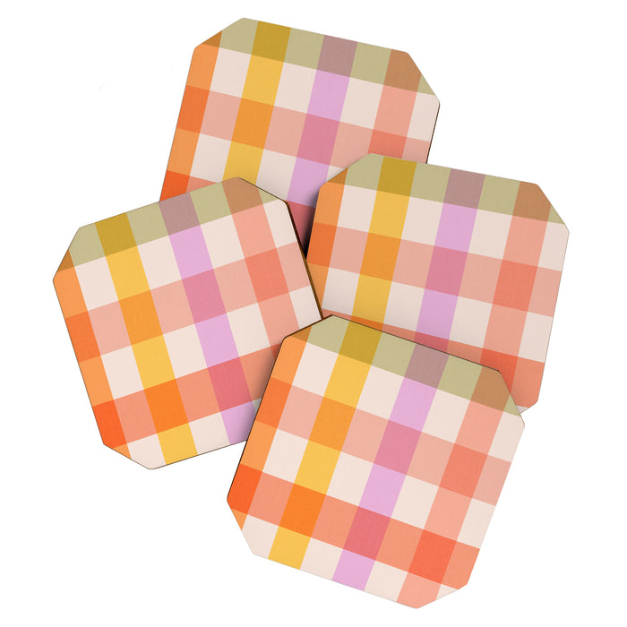 Retro Summer Pastel Gingham Coaster Gallery Image 1