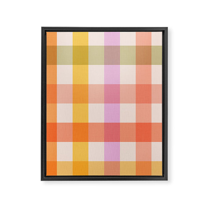 Retro Summer Pastel Gingham Framed Canvas Print Gallery Image 1