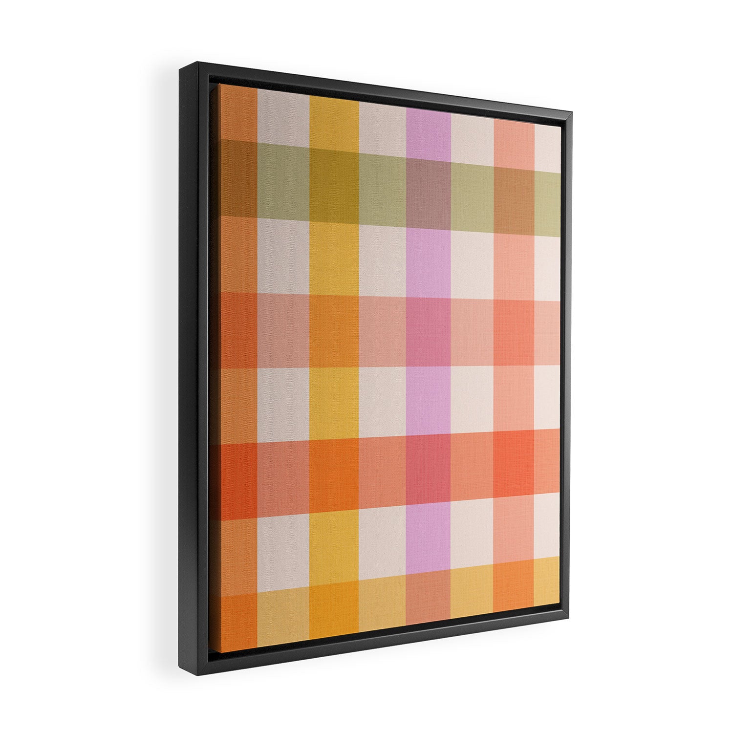 Retro Summer Pastel Gingham Framed Canvas Print Gallery Image 2