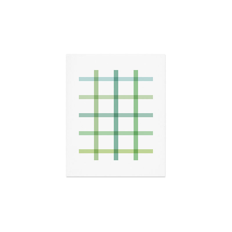 Retro Tonal Green Spring Check Pattern Art Print Gallery Image 1