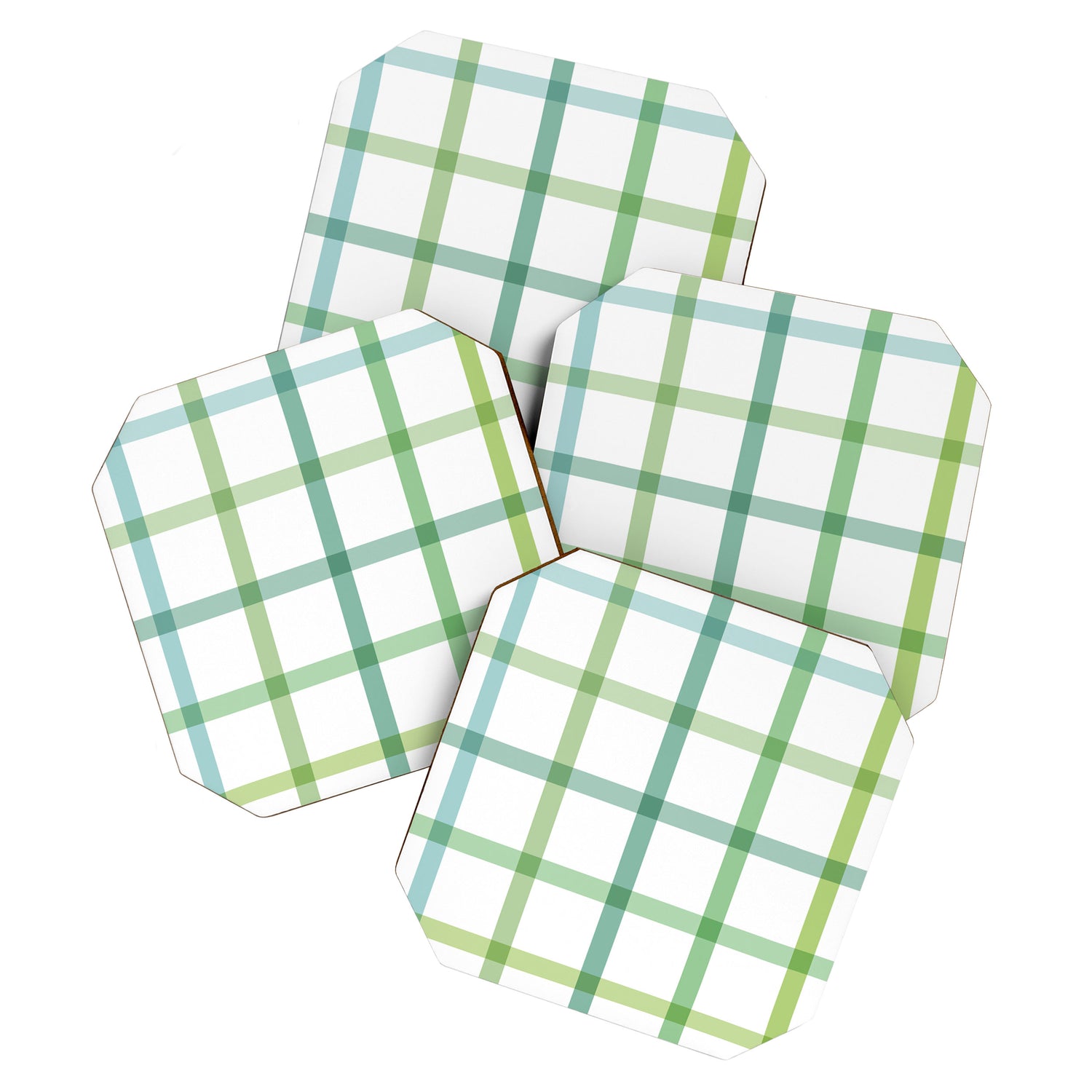Retro Tonal Green Spring Check Pattern Coaster Gallery Image 1