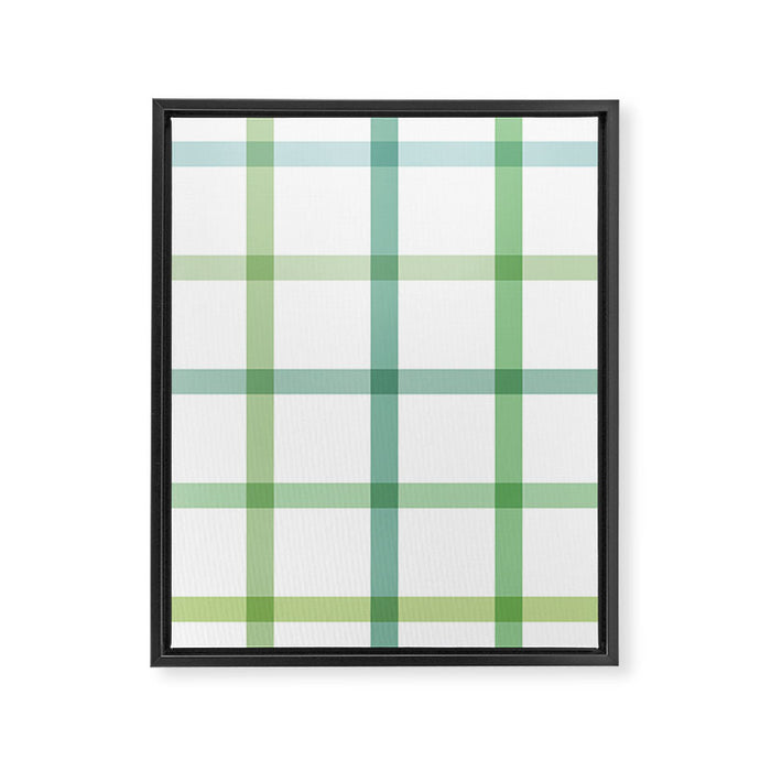 Retro Tonal Green Spring Check Pattern Framed Canvas Print Gallery Image 1