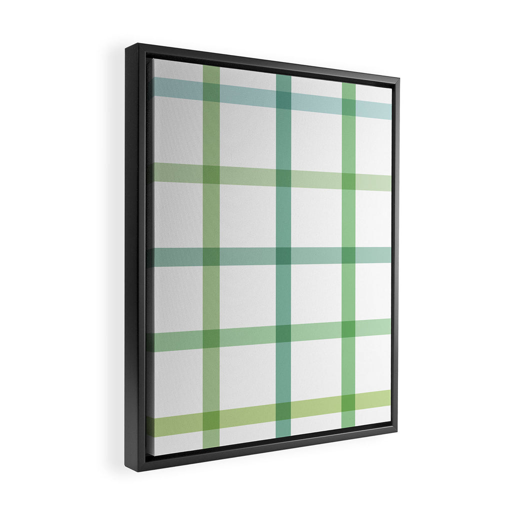 Retro Tonal Green Spring Check Pattern Framed Canvas Print Gallery Image 2
