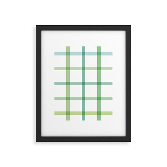 Retro Tonal Green Spring Check Pattern Framed Art Print Gallery Image 1