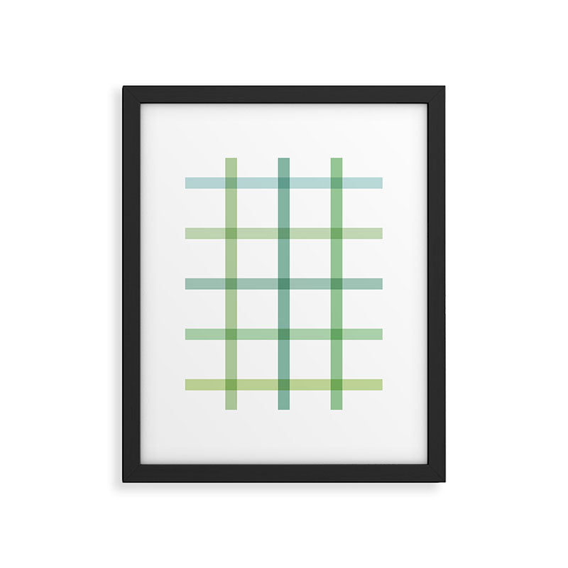 Retro Tonal Green Spring Check Pattern Framed Art Print Gallery Image 6