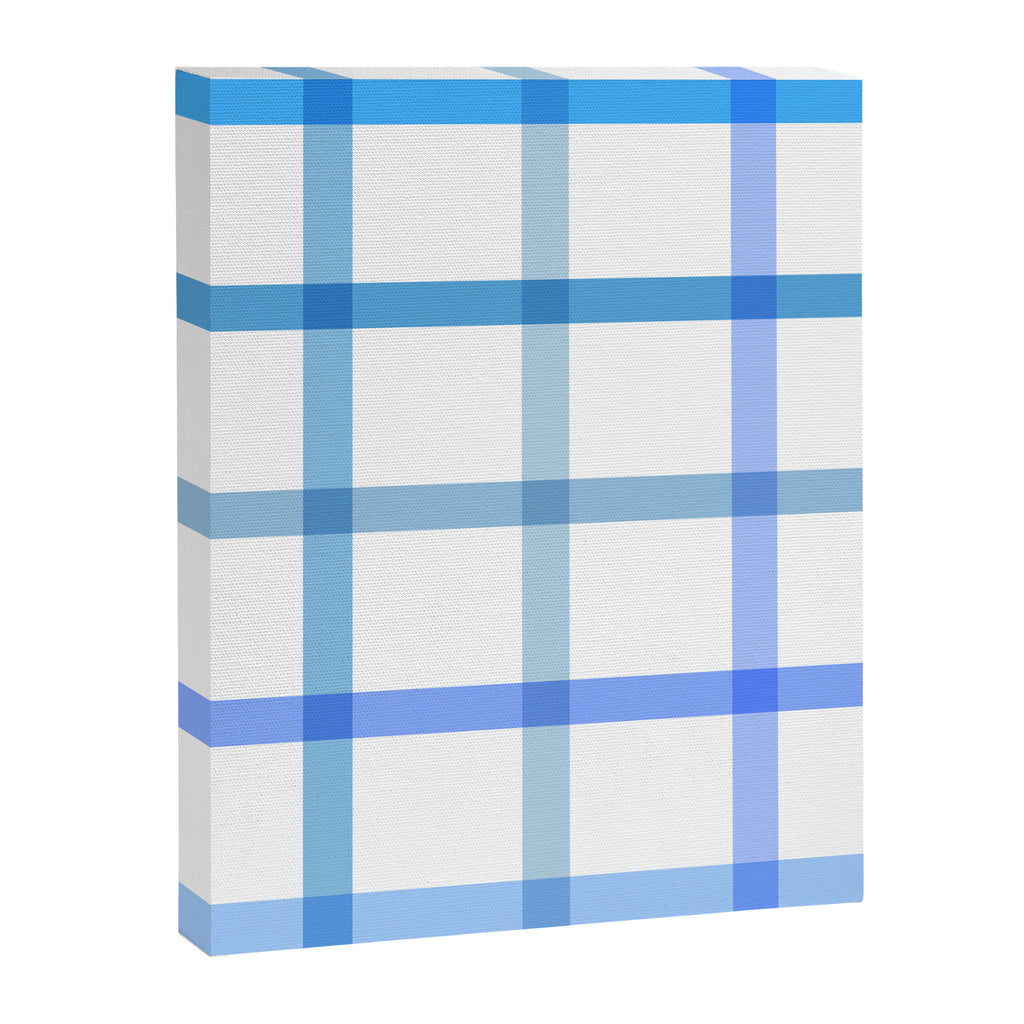 Retro Tonal Pastel Blue Coastal Check Pattern Canvas Print Gallery Image 8