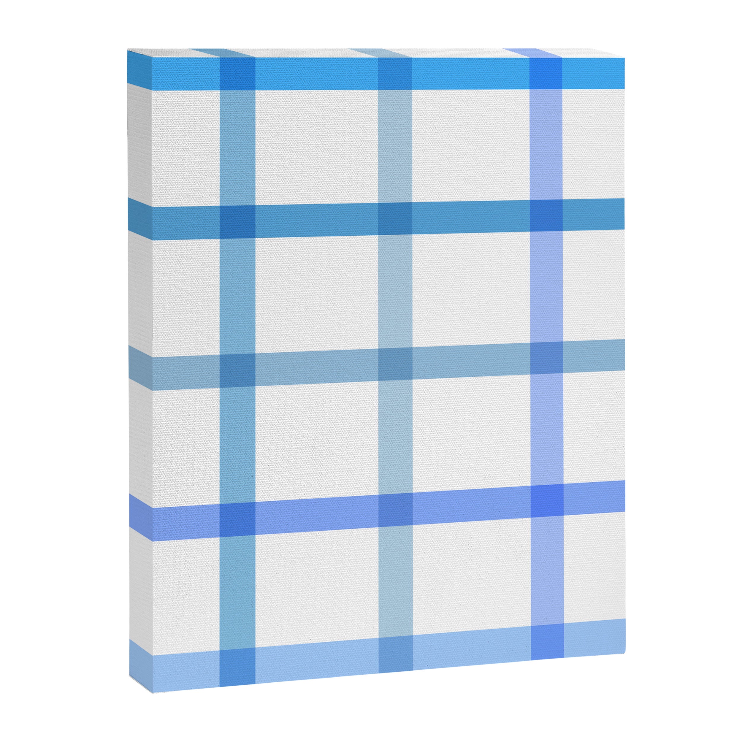 Retro Tonal Pastel Blue Coastal Check Pattern Canvas Print Gallery Image 8