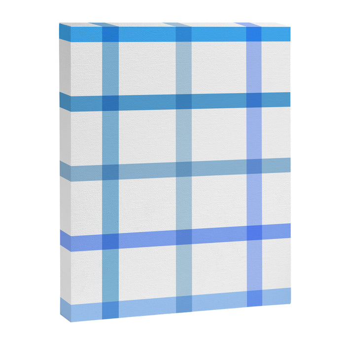 Retro Tonal Pastel Blue Coastal Check Pattern Canvas Print Gallery Image 1
