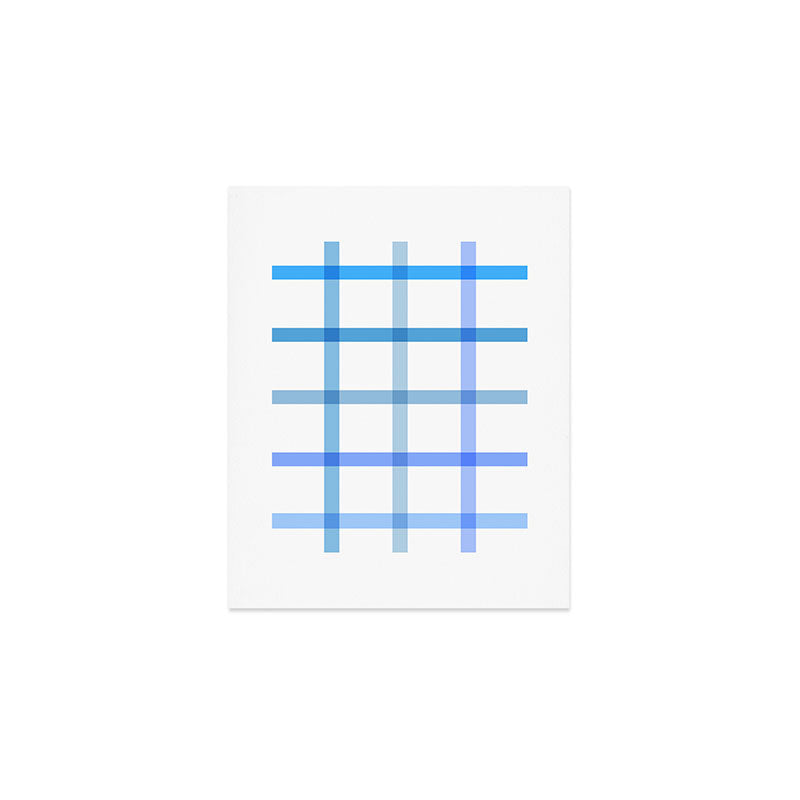 Retro Tonal Pastel Blue Coastal Check Pattern Art Print Gallery Image 1