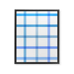Retro Tonal Pastel Blue Coastal Check Pattern Framed Canvas Print Gallery Image 8