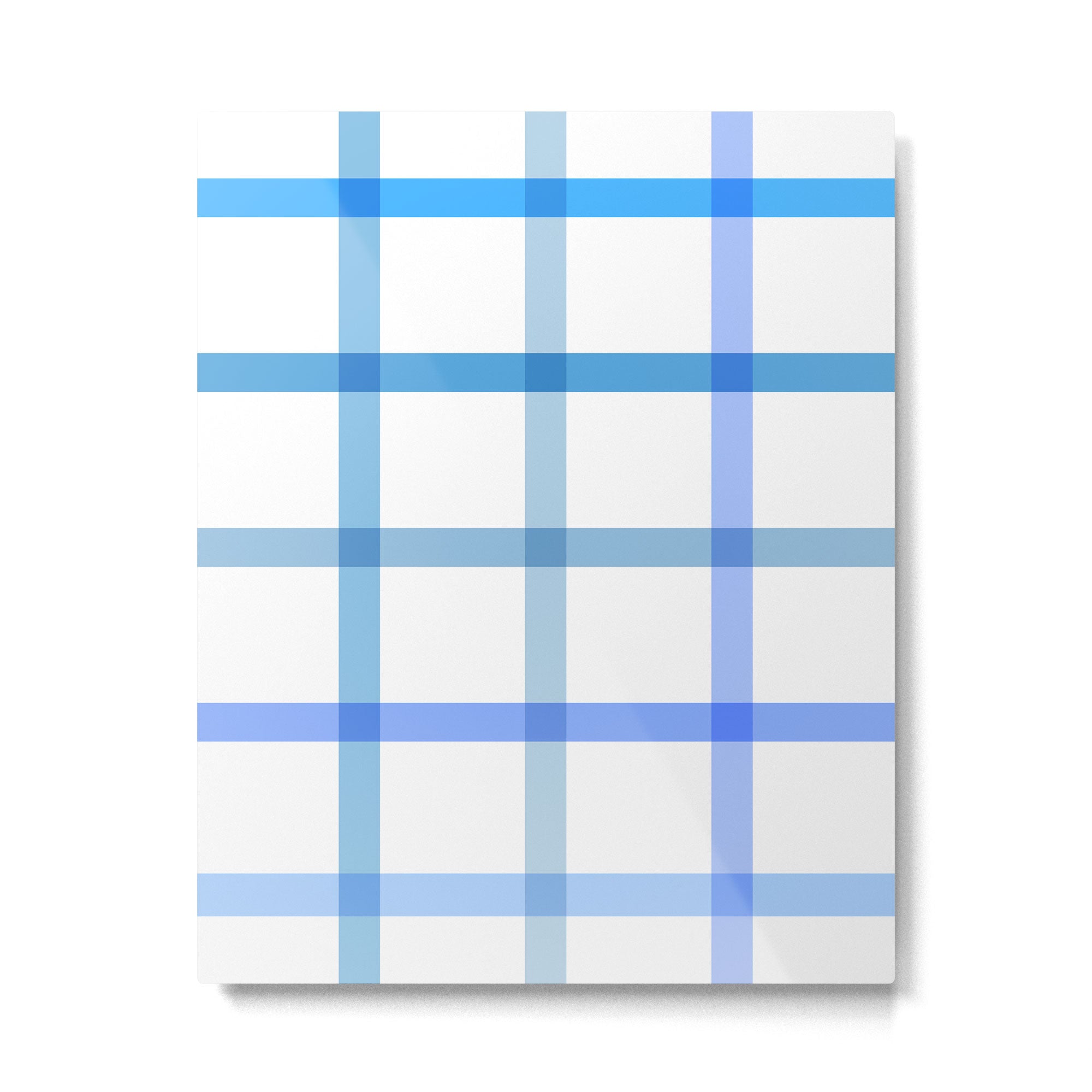 Retro Tonal Pastel Blue Coastal Check Pattern Metal Print Gallery Image 6