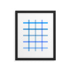 Retro Tonal Pastel Blue Coastal Check Pattern Framed Art Print Gallery Image 6