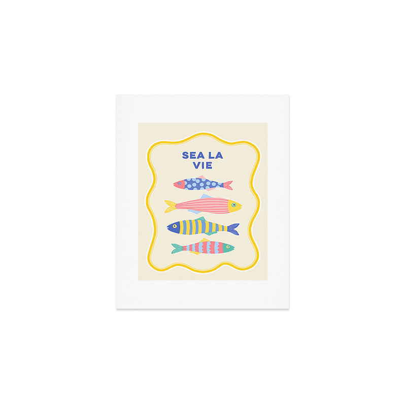 SEA LA VIE - Coastal Pun Fish Art with dots and stripes  Art Print Gallery Image 1