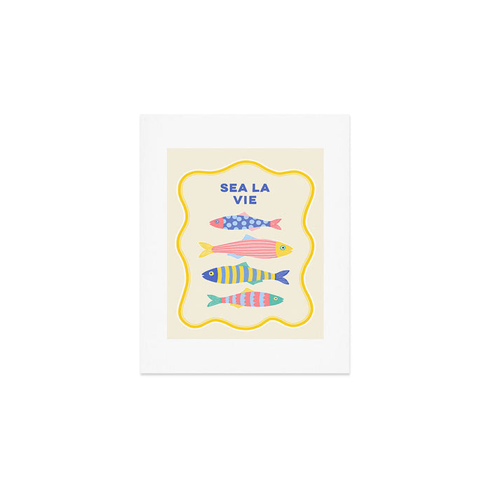 SEA LA VIE - Coastal Pun Fish Art with dots and stripes  Art Print Gallery Image 1