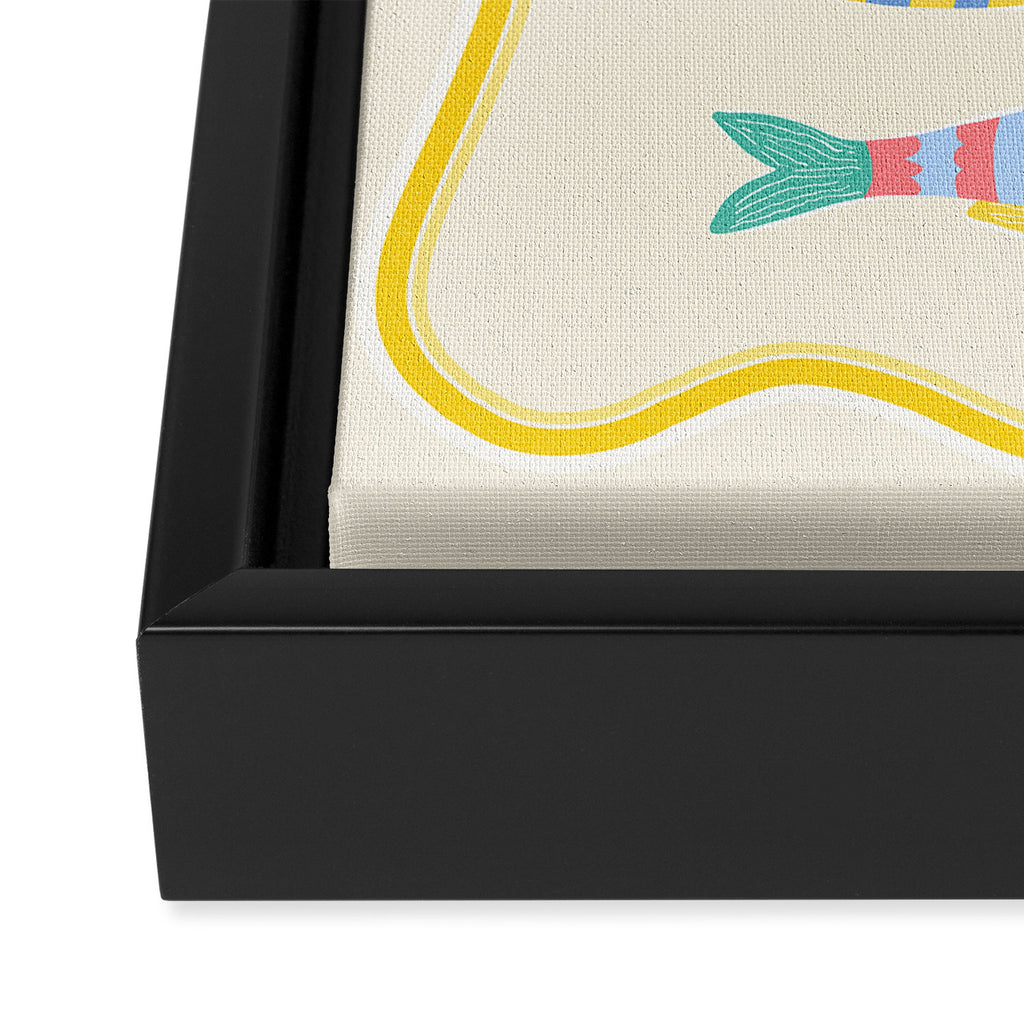 SEA LA VIE - Coastal Pun Fish Art with dots and stripes  Framed Canvas Print Gallery Image 3