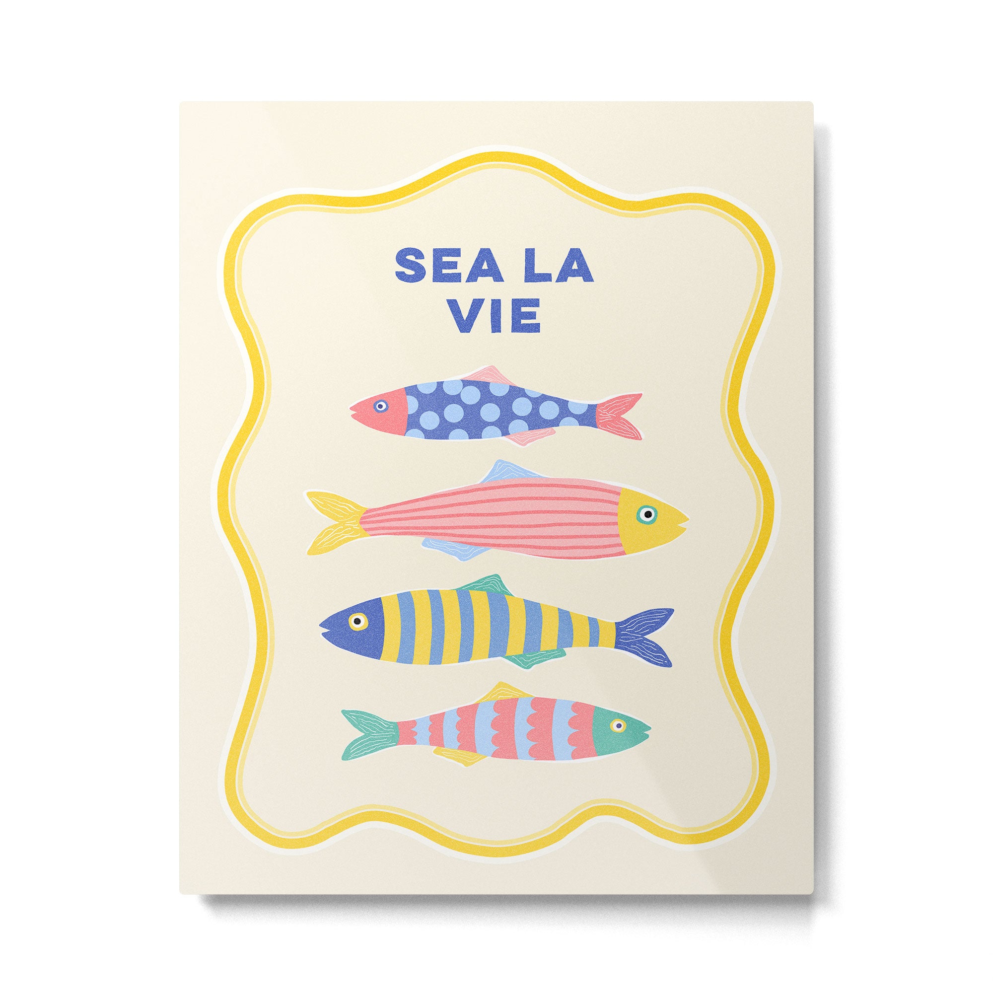 SEA LA VIE - Coastal Pun Fish Art with dots and stripes  Metal Print Gallery Image 4