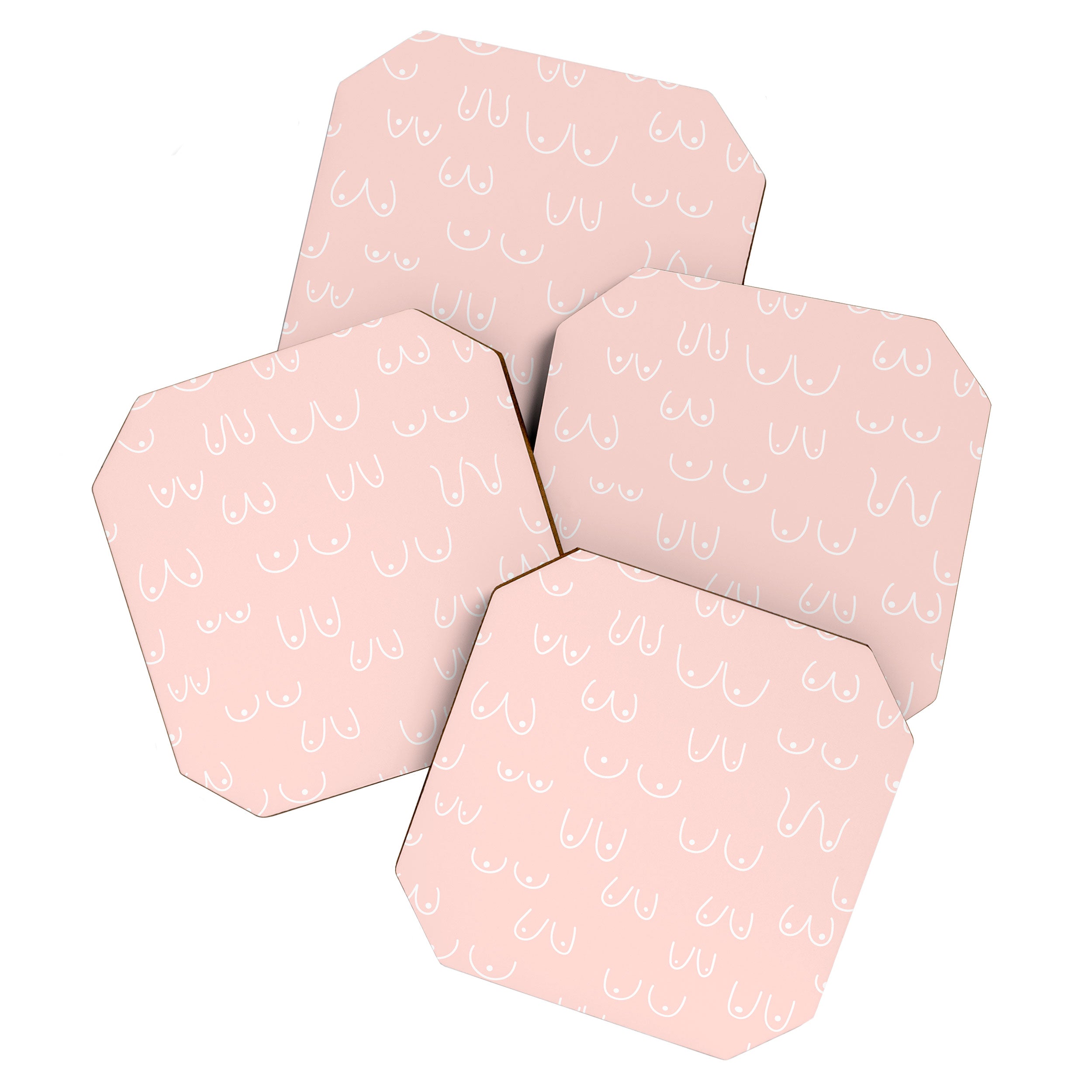 Self Love Boobs Pattern on peach Coaster Gallery Image 1