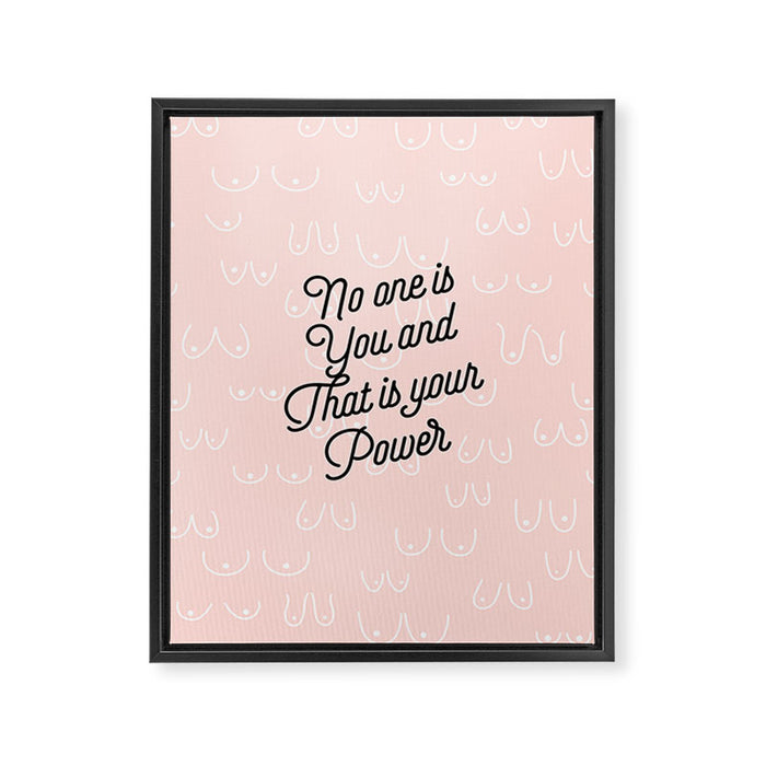 Self Love Boobs Pattern on peach Framed Canvas Print Gallery Image 1
