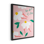 Self Love Floral Pun 'One Daisy at a Time' in Pink Framed Canvas Print Gallery Image 2