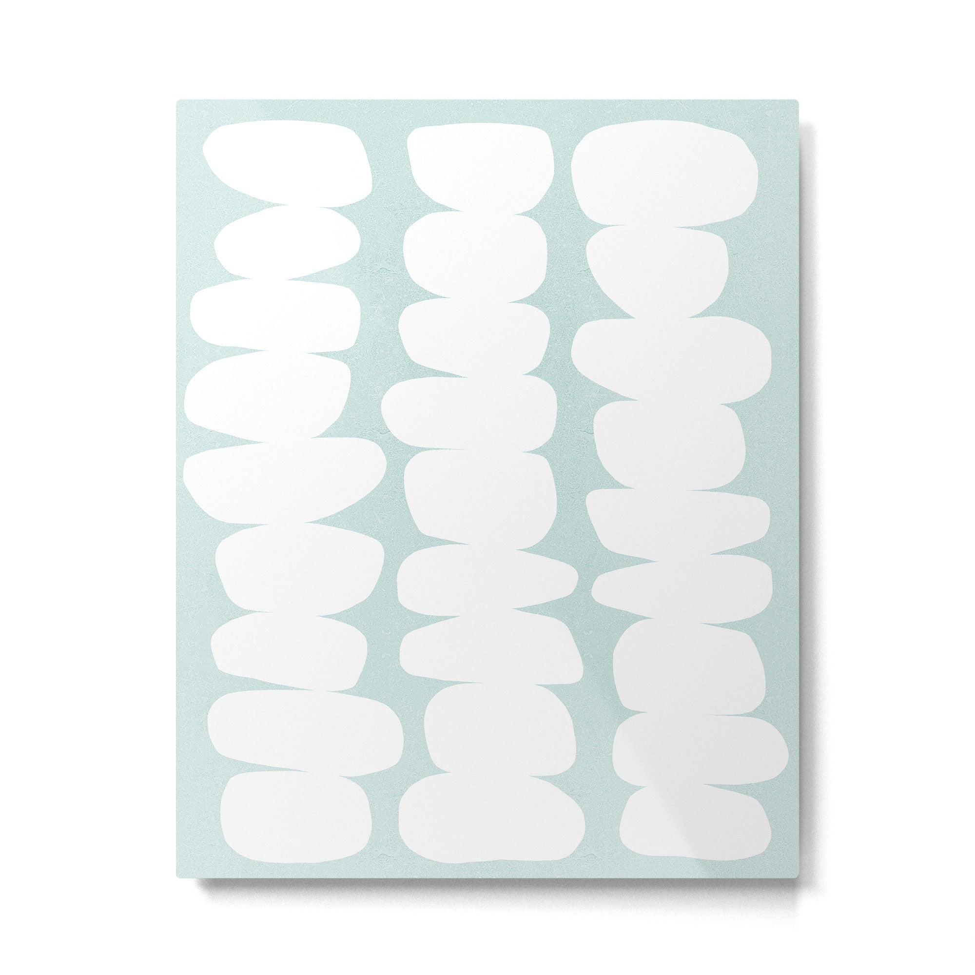 Serenity Abstract Pebbles White on Pastel Blue Sky Metal Print Gallery Image 4