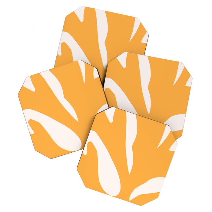 Simple Orange Leaf on Aqua Sun - cut-outs 3  Coaster Gallery Image 1