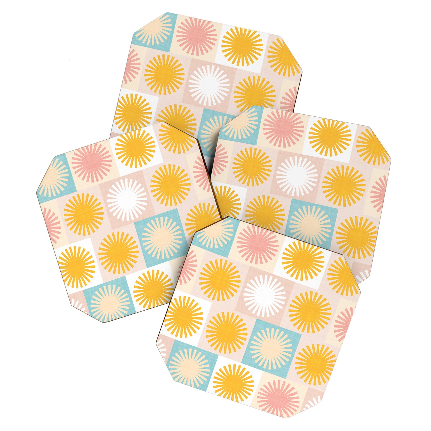 Sunny Checks Plaid pattern in pastels Coaster Gallery Image 1