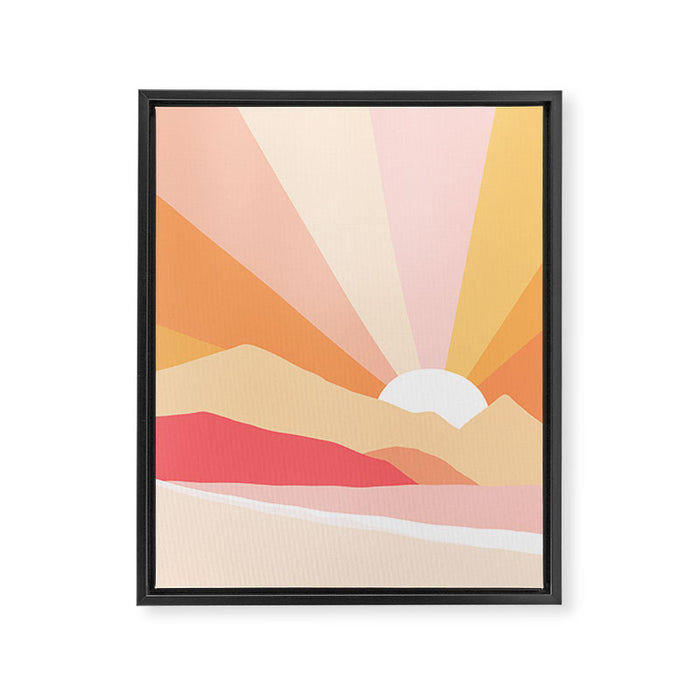 Sunny Coastal Retro Rainbow Framed Canvas Print Gallery Image 1