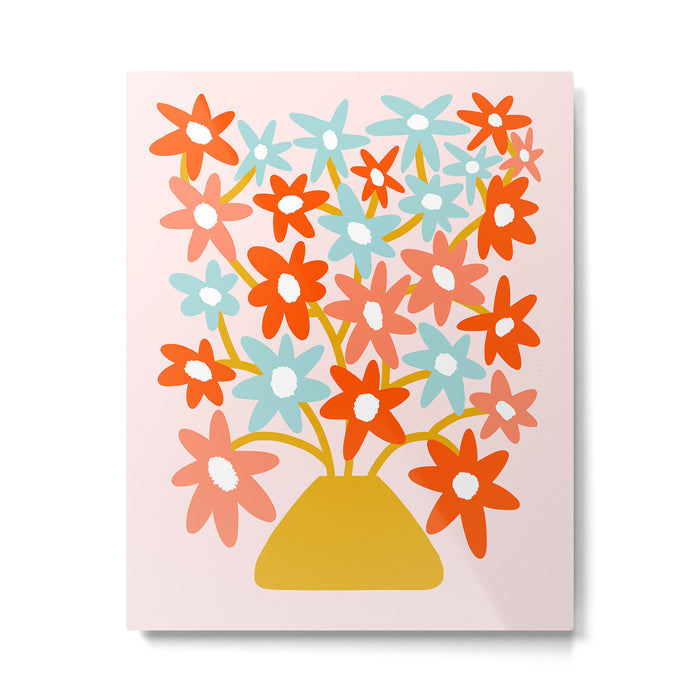 Sunny vase with Super Bloom Daisies Metal Print Gallery Image 1