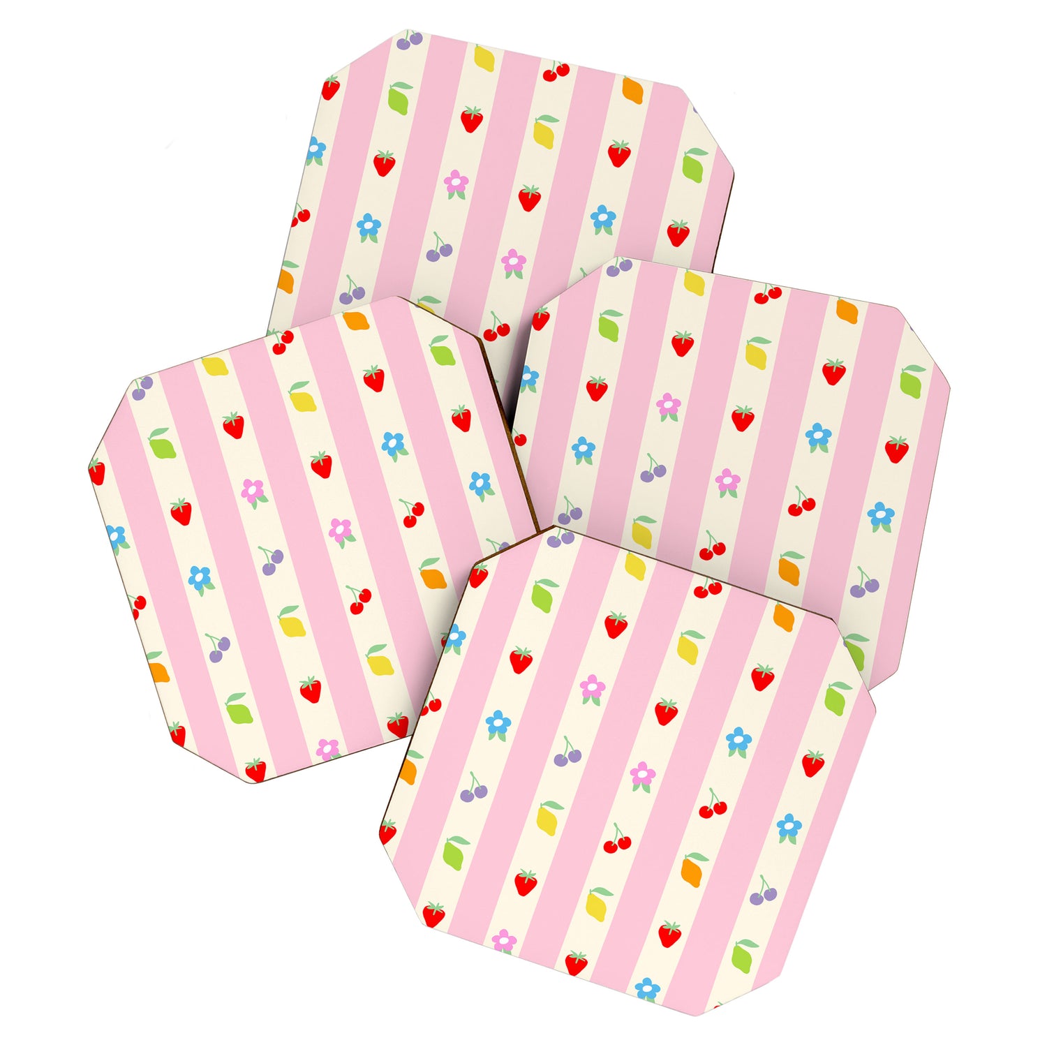 The cutest preppy fruity stripe pattern for Summer Coaster Gallery Image 1