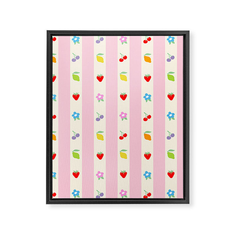 The cutest preppy fruity stripe pattern for Summer Framed Canvas Print Gallery Image 6