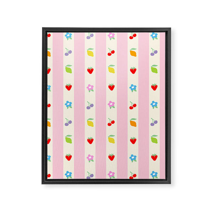 The cutest preppy fruity stripe pattern for Summer Framed Canvas Print Gallery Image 1